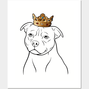 Staffordshire Bull Terrier Dog King Queen Wearing Crown Posters and Art